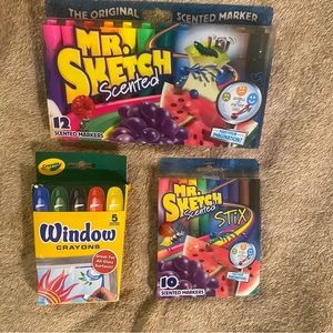Scented markers and window crayons